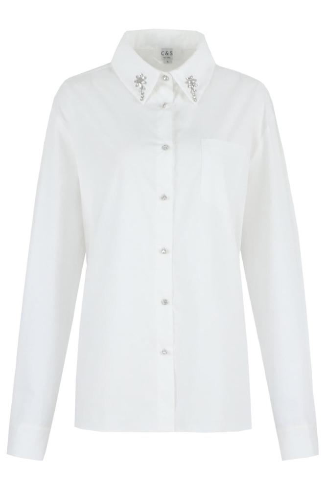C&S The Label witte dames blouse | Vooraanzicht