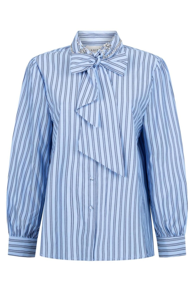 Aaiko blauwe dames blouse | Vooraanzicht