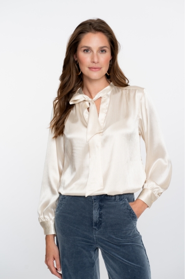 Geisha Blouse SATIN LOOK TOP MET STRIKDETAILS 53546 14 CHAMPANE
