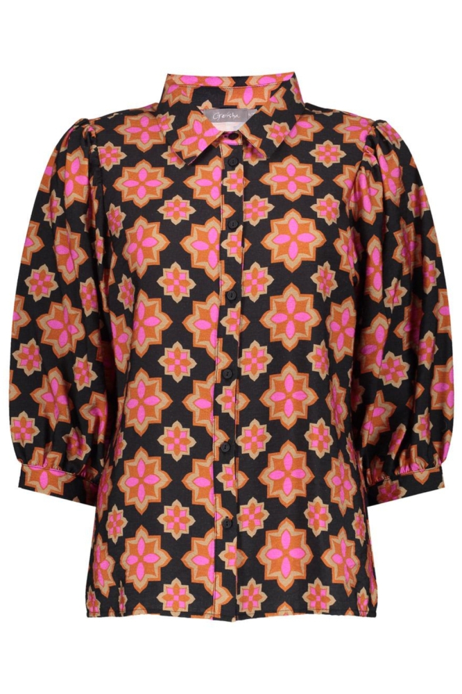 Geisha zwarte dames blouse | Vooraanzicht