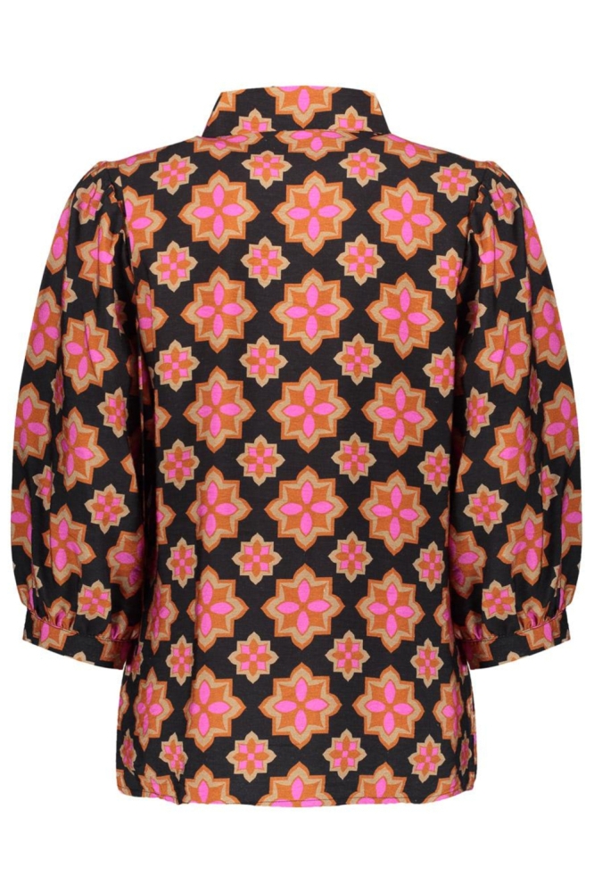 Geisha zwarte dames blouse | Achteraanzicht