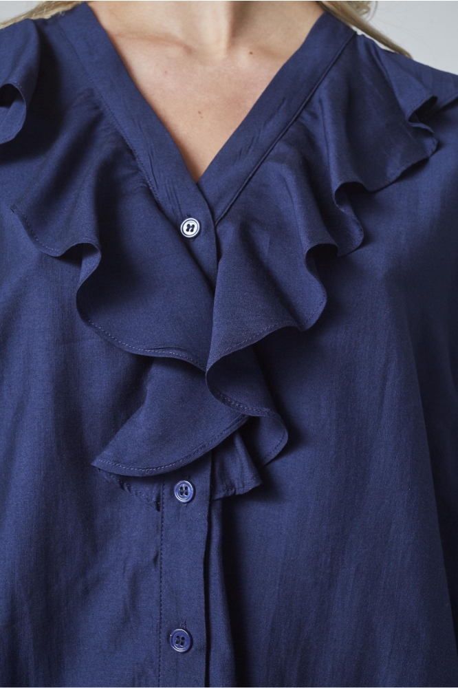 SisterS point blauwe dames blouse | Close up
