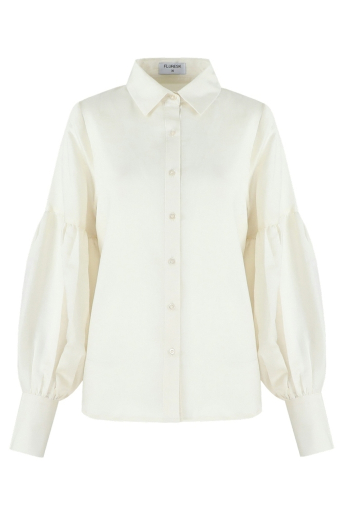Fluresk witte dames blouse | Vooraanzicht