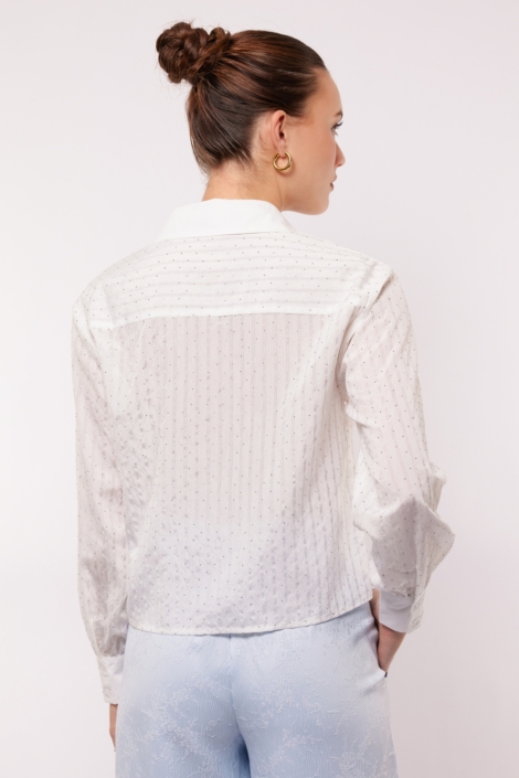 Fluresk witte dames blouse | Model achteraanzicht