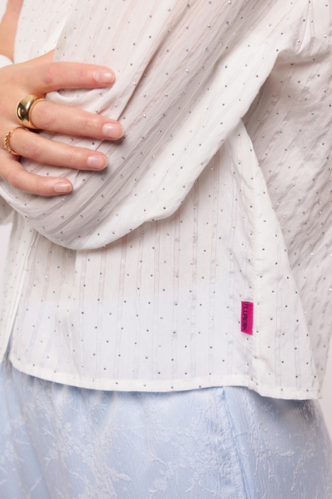 Fluresk witte dames blouse | Close up