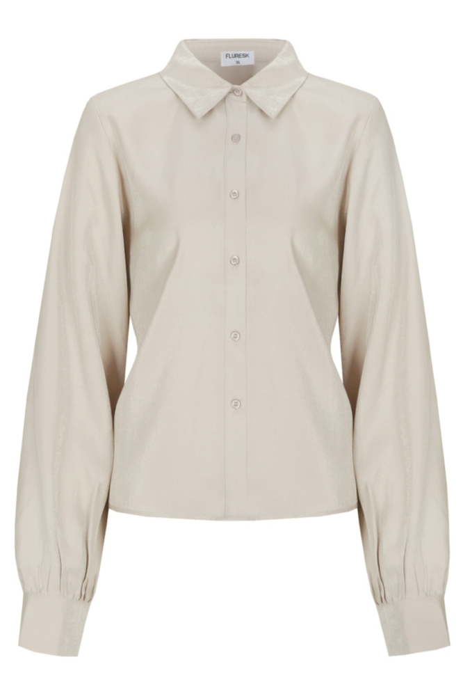 Fluresk beige dames blouse | Vooraanzicht