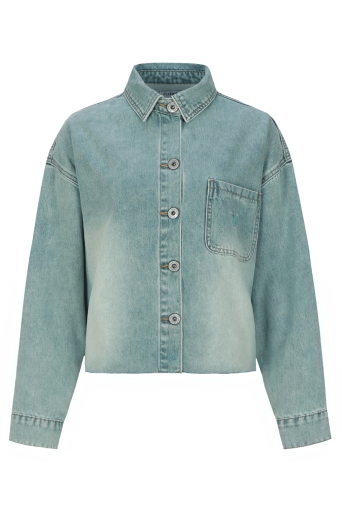 Fluresk groene dames blouse | Vooraanzicht