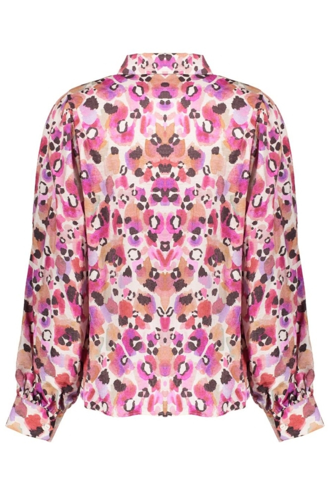 Geisha roze dames blouse | Achteraanzicht