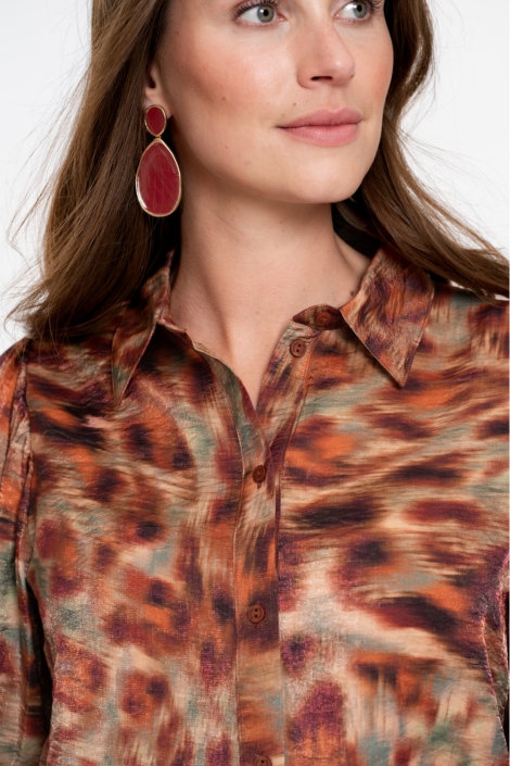 Geisha bruine dames blouse | Close up