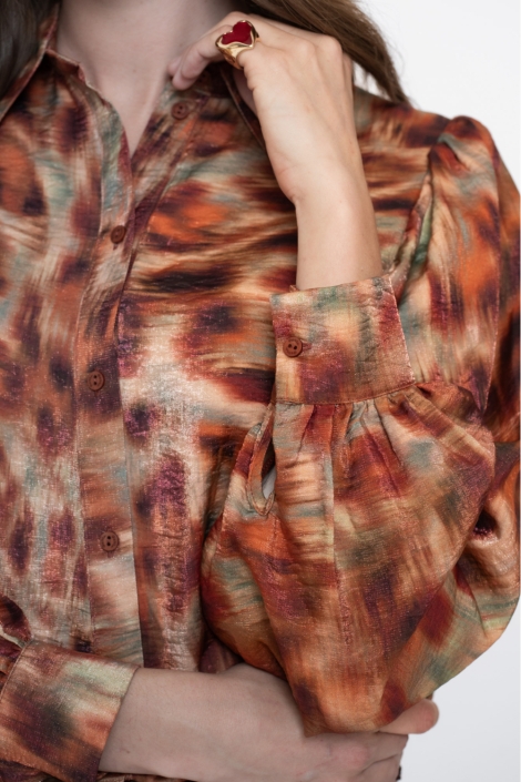 Geisha bruine dames blouse | Close up