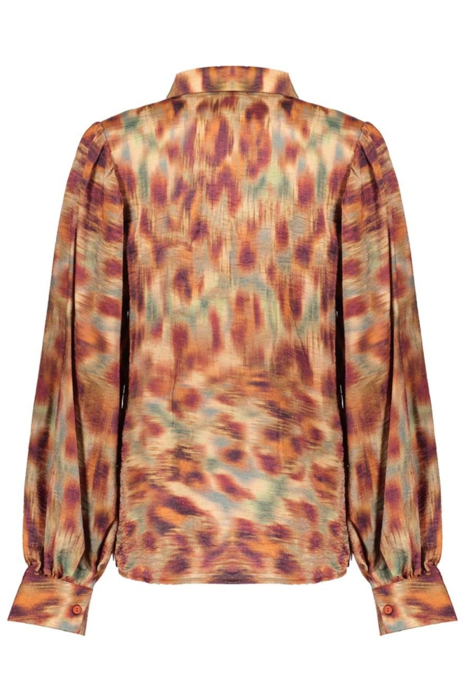 Geisha bruine dames blouse | Achteraanzicht