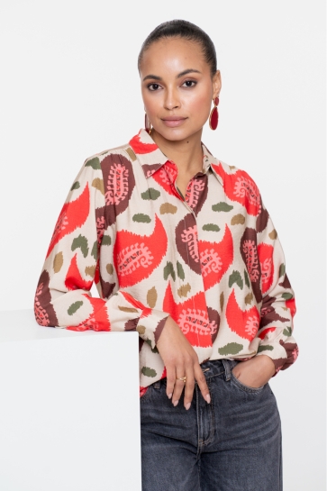 Geisha Blouse BLOUSE MET KLEURRIJKE PRINT 53604 20 000450 RED/WOOL WHITE