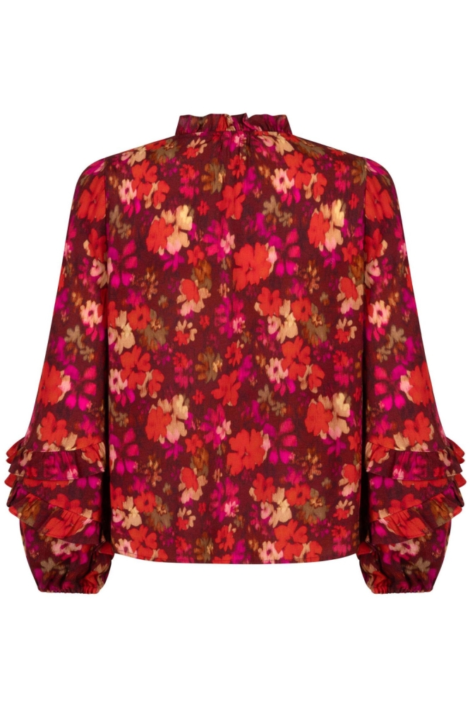 Ydence roze dames blouse | Achteraanzicht