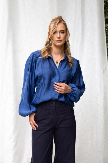 I-coni-K Blouse JOB TRANSP CREPE 25W P458 02 366 JEANS BLUE