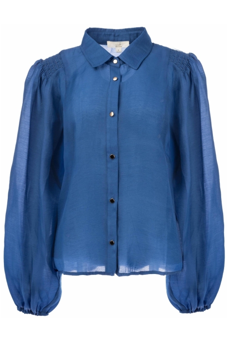 I-coni-K blauwe dames blouse | Vooraanzicht