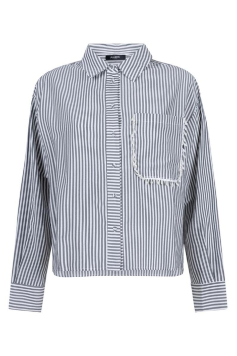 Juffrouw Jansen grijze dames blouse | Vooraanzicht