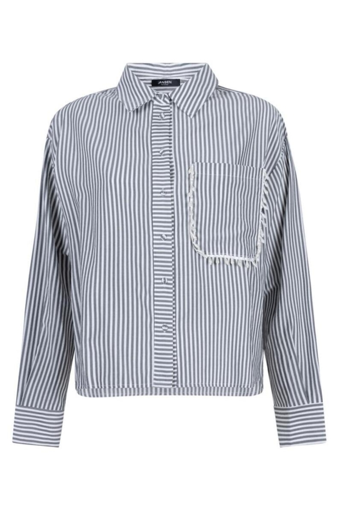 Juffrouw Jansen grijze dames blouse | Vooraanzicht