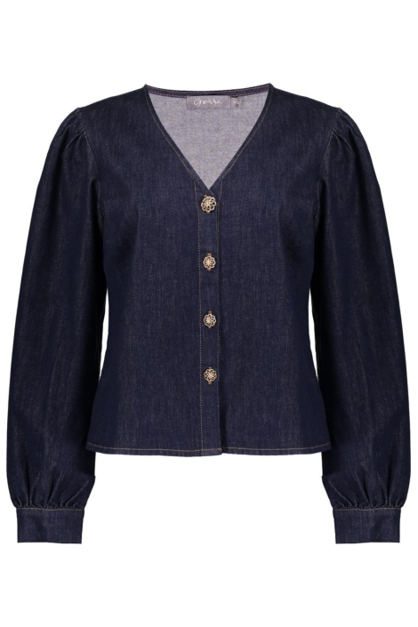 Geisha blauwe dames blouse | Vooraanzicht