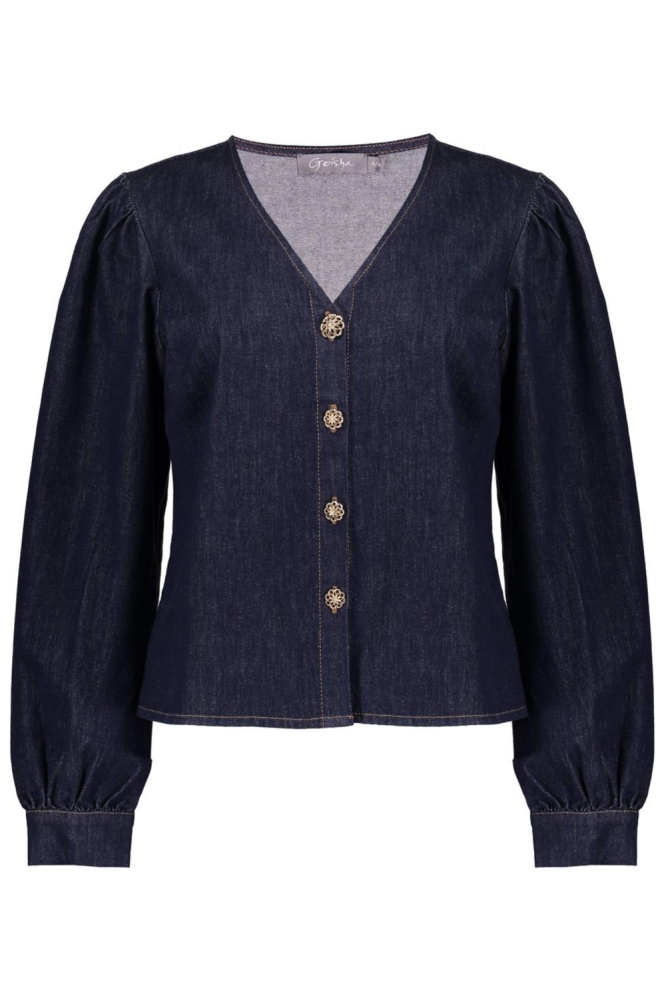 Geisha blauwe dames blouse | Vooraanzicht