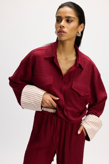Refined Department LYLOU RELAXED CROPPED BLOUSE R2509958744 BORDEAUX