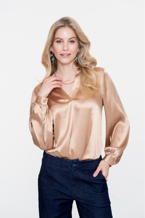 Geisha gouden dames blouse | Model vooraanzicht