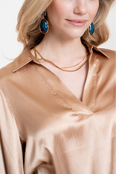Geisha gouden dames blouse | Close up