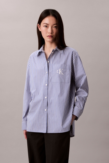 Calvin Klein Blouse GESTREEPT OVERHEMD VAN POPLINKATOEN LV044D170G ZNX 19420 CSW25F W005+1 COBALT