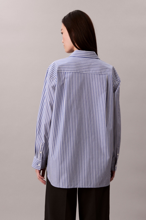 Calvin Klein blauwe dames blouse | Model achteraanzicht