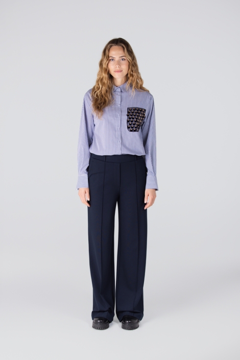 Juffrouw Jansen blauwe dames blouse | Model