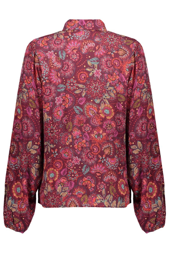 Geisha roze dames blouse | Achteraanzicht