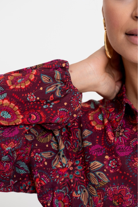 Geisha roze dames blouse | Close up