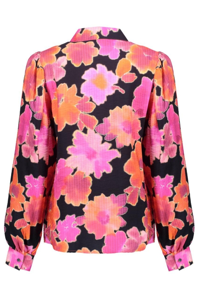 Geisha roze dames blouse | Achteraanzicht