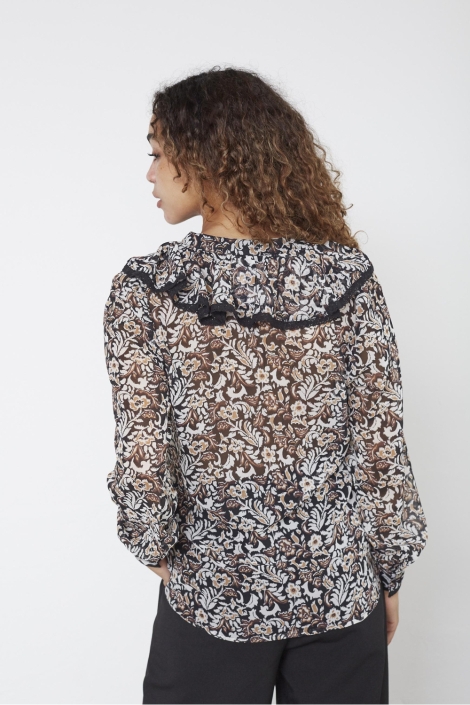 SisterS point zwarte dames blouse | Model achteraanzicht