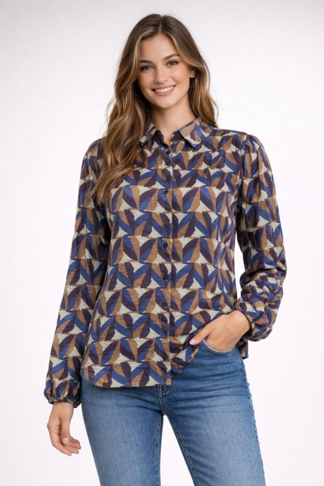 NED blauwe dames blouse | Model