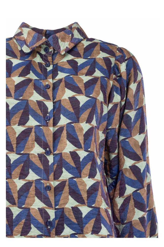 NED blauwe dames blouse | Close up