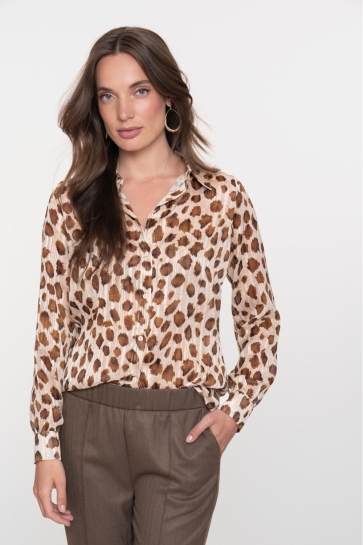 Geisha Blouse LEOPARD BLOUSE MET LUREX 53919 20 SAND/BROWN