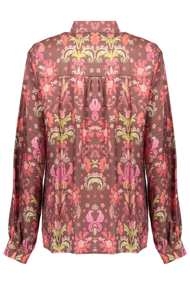 Geisha bruine dames blouse | Achteraanzicht