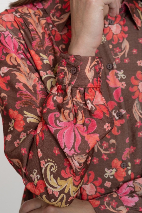 Geisha bruine dames blouse | Kleurstaal