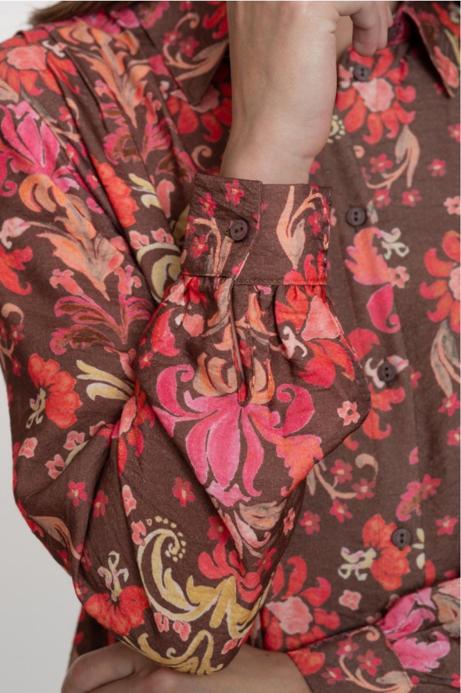 Geisha bruine dames blouse | Kleurstaal