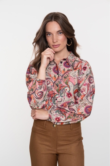 Geisha BLOUSE MET SIERLIJKE BLOEMENPRINT 53949 20 BEIGE/SOFT PINK