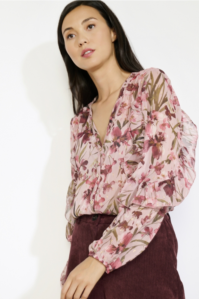 LolaLiza roze dames blouse | Model vooraanzicht