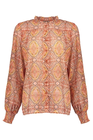 Geisha Blouse BOHO MOSAIC PRINT BLOUSE 53663 20 RED/SAND