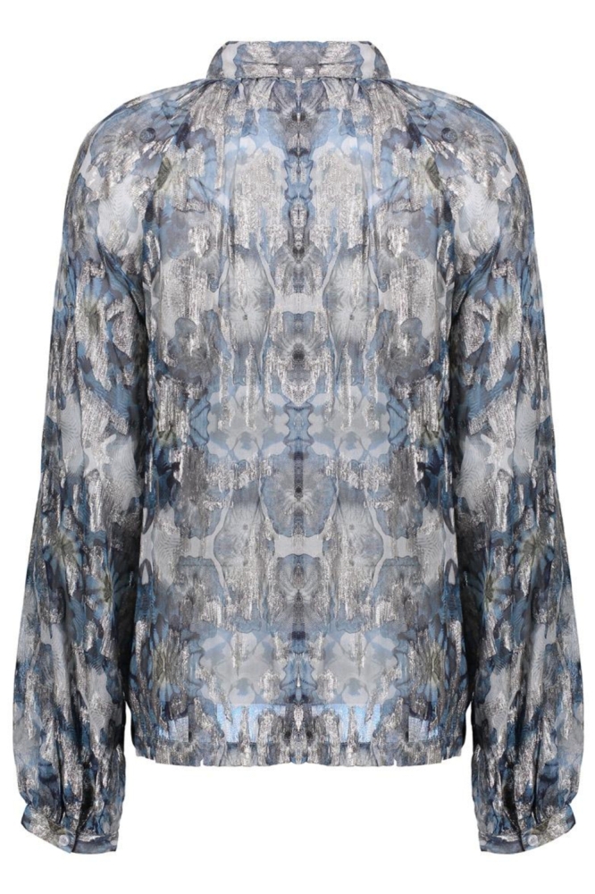 Geisha blauwe dames blouse | Achteraanzicht