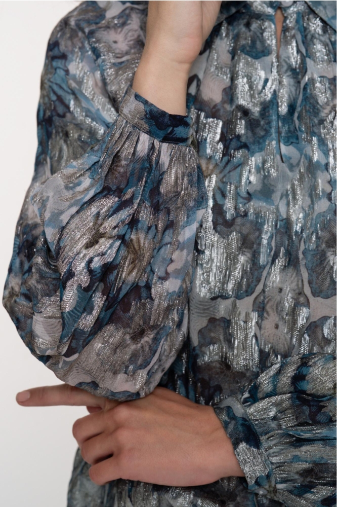 Geisha blauwe dames blouse | Kleurstaal