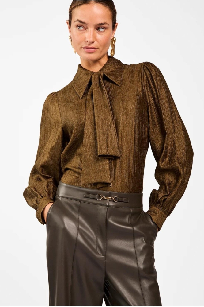 Aaiko groene dames blouse | Model vooraanzicht