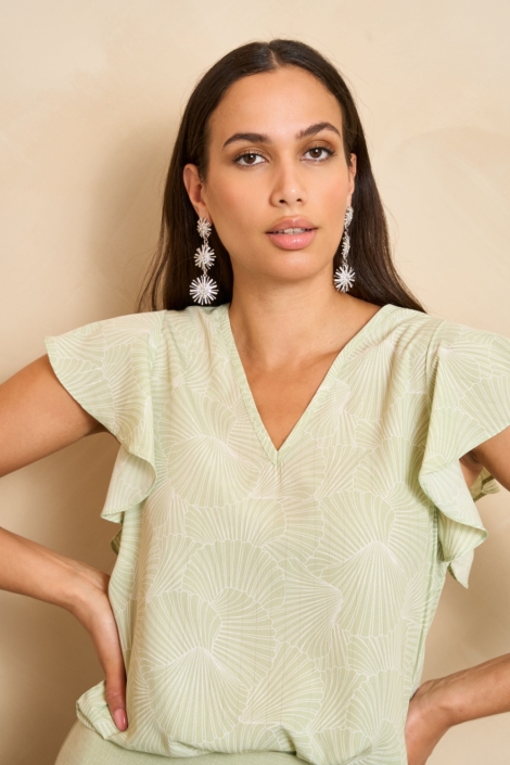 Lofty Manner groene dames blouse | Model vooraanzicht