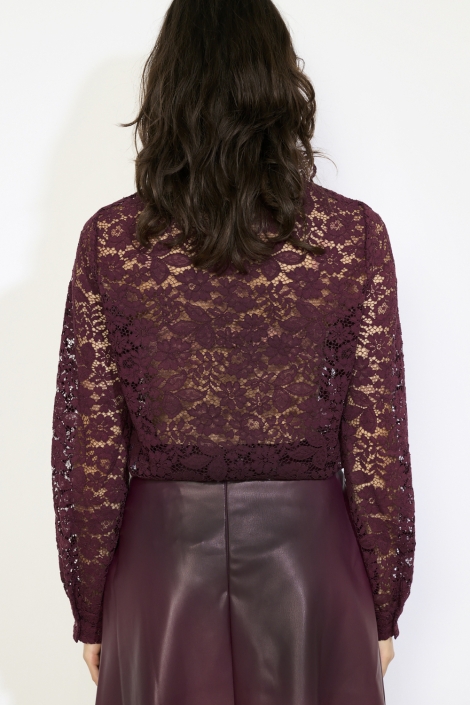 LolaLiza bordeaux dames blouse | Model achteraanzicht