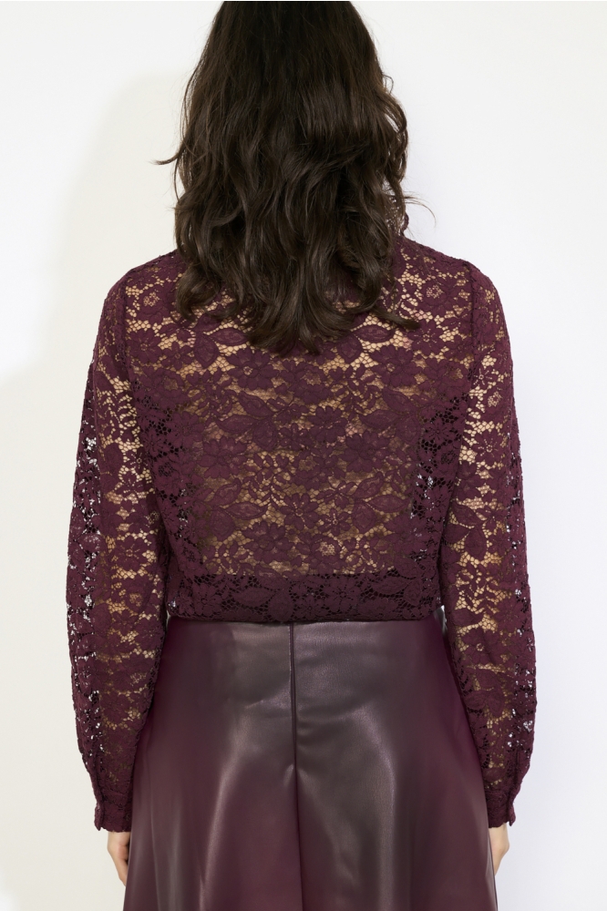LolaLiza bordeaux dames blouse | Model achteraanzicht