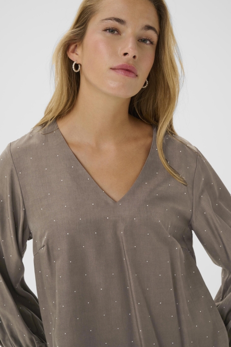 Kaffe bruine dames blouse | Close up