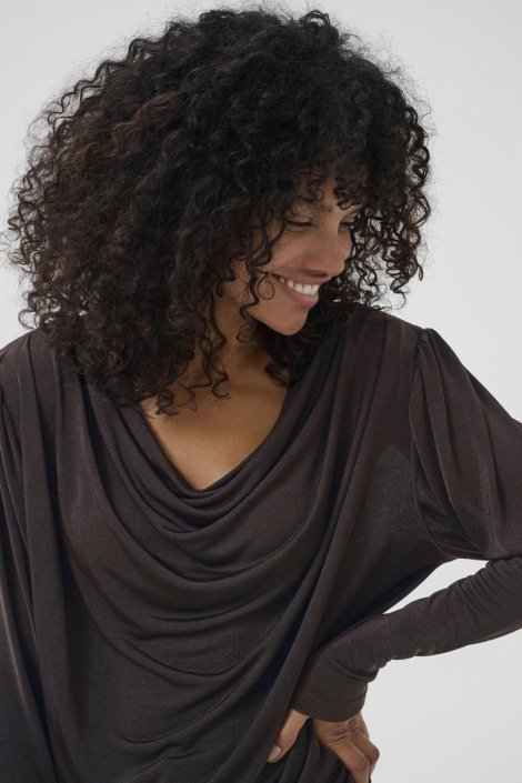 Kaffe bruine dames blouse | Close up